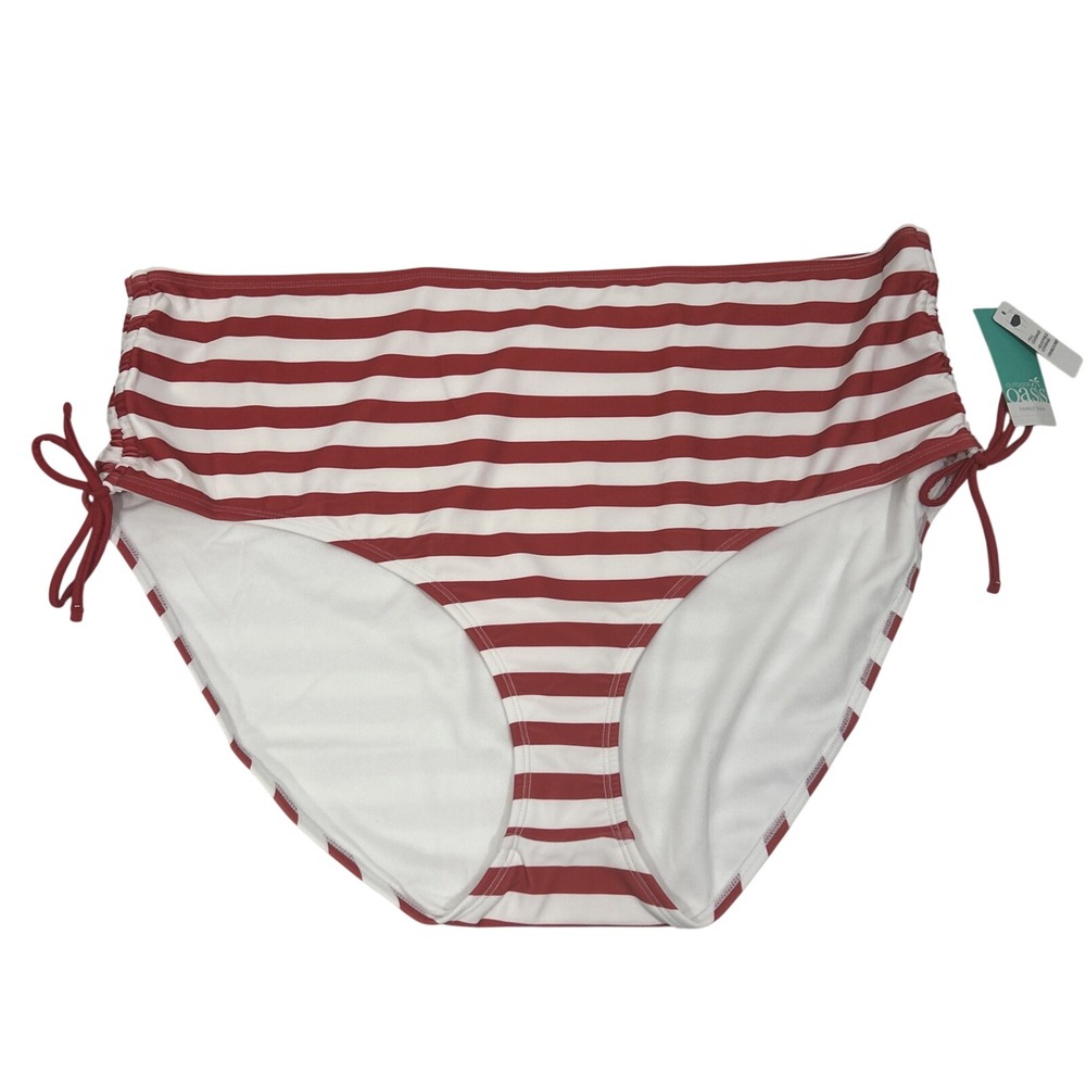 Outdoor Oasis Women 2X Swim Bottoms Red White Stripes Full Coverage New Tags
